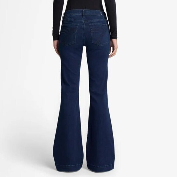 7 For All Mankind Dojo Wide Leg Trouser Jeans Size 30 Blue Black Santiago Wash - Picture 2 of 9